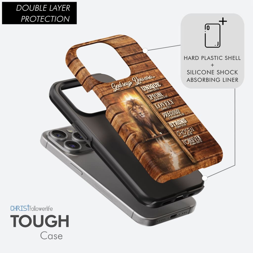 God says you are, Lion and Lamb phone case - Christian phone cases