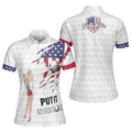 Golf American Flag Girl Short Sleeve Women Polo Shirt