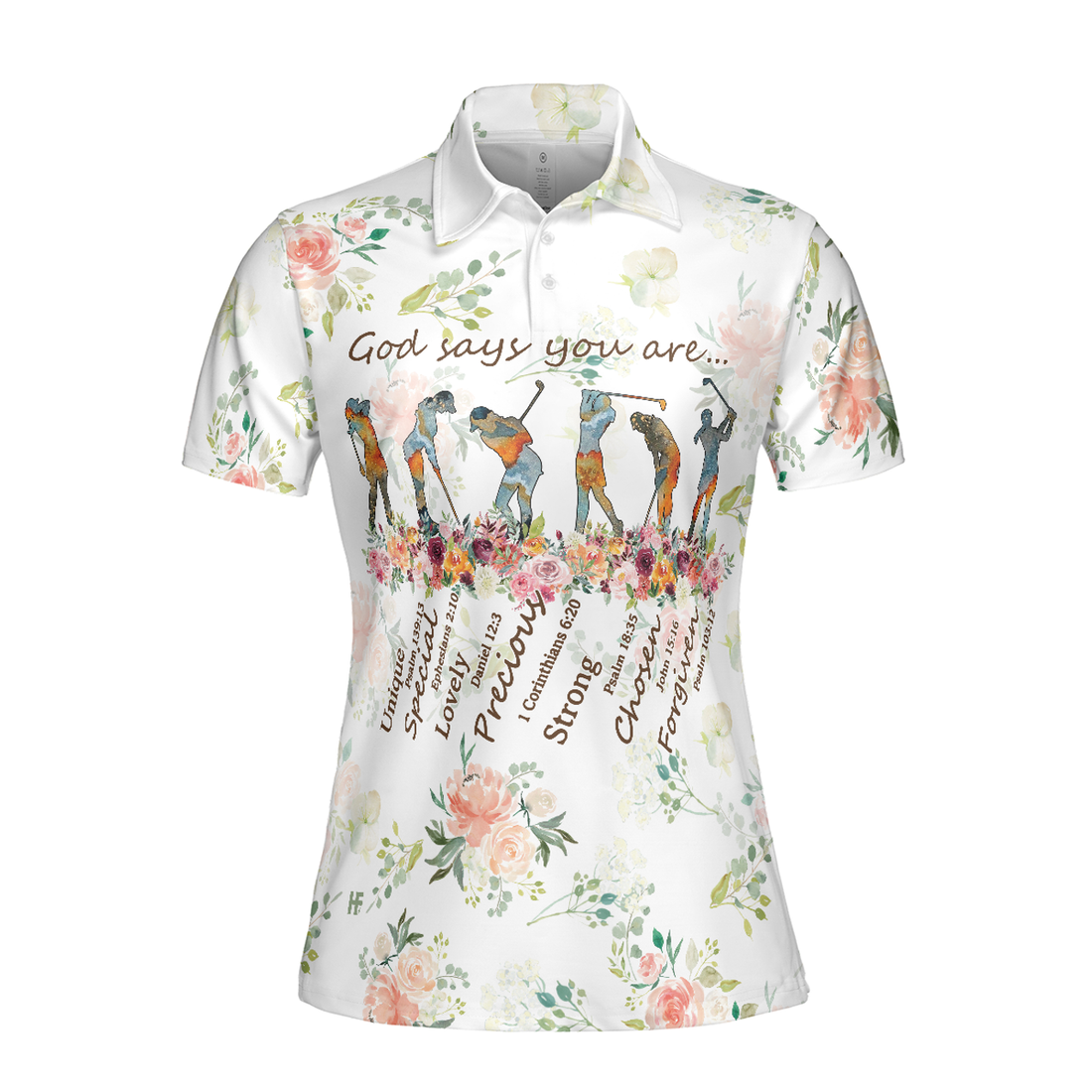 Golf Girl God Says You Are Short Sleeve Women Polo Shirt, Floral Golf Shirt For Ladies, Best Golf Gift For Women