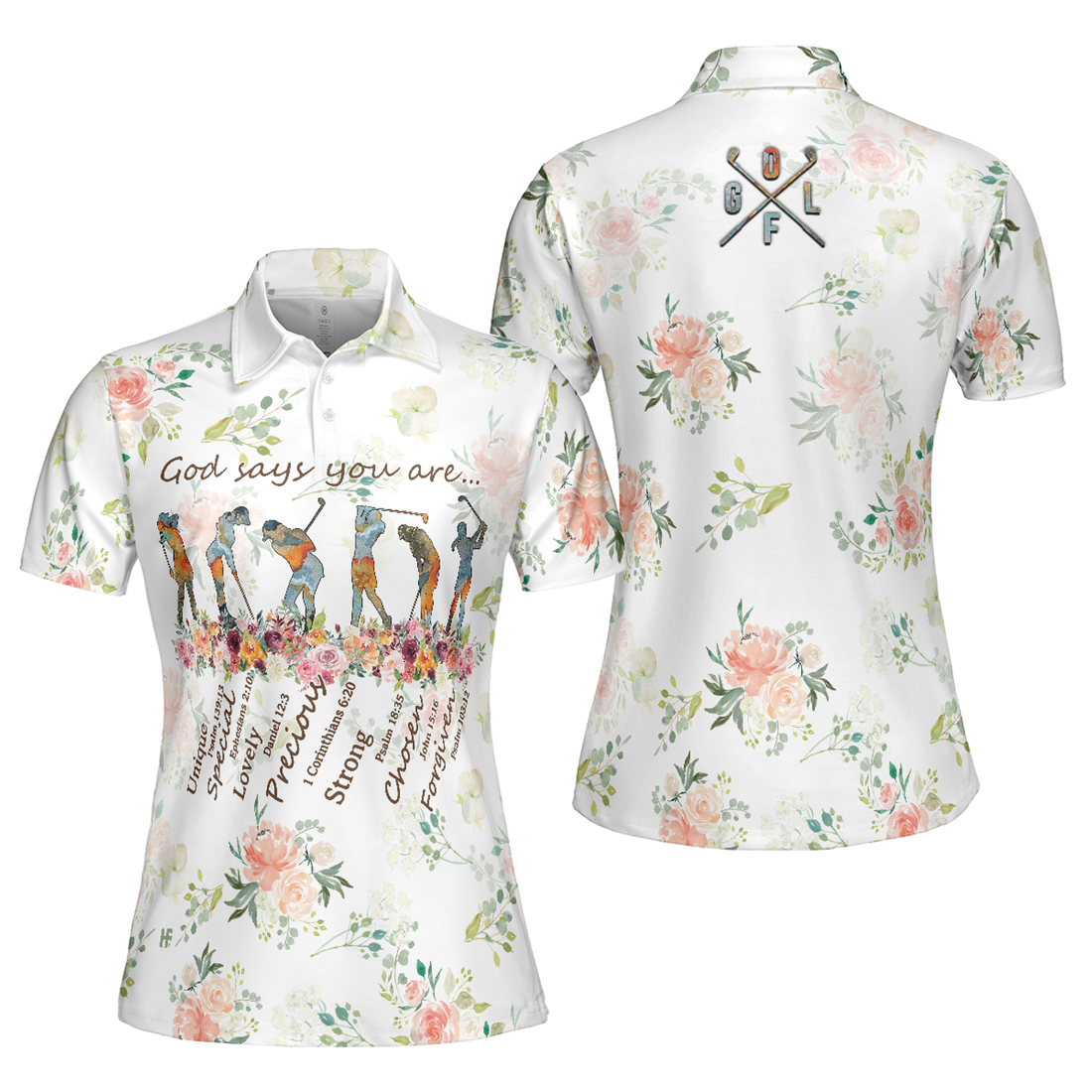 Golf Girl God Says You Are Short Sleeve Women Polo Shirt, Floral Golf Shirt For Ladies, Best Golf Gift For Women