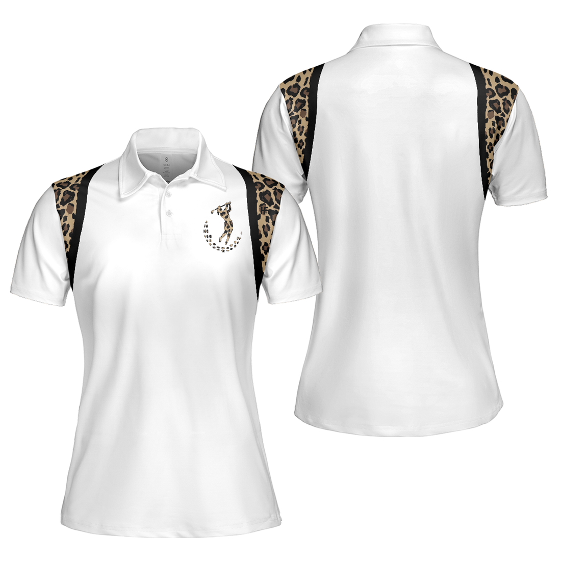 Golf Girl Leopard Pattern Shirt Short Sleeve Women Polo Shirt