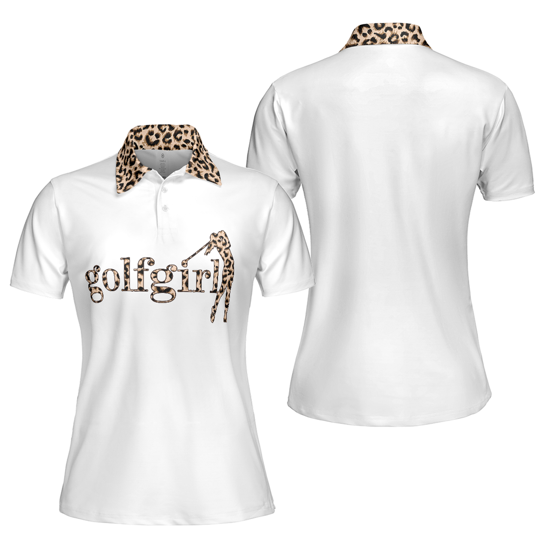 Golf Girl Leopard Pattern Short Sleeve Women Polo Shirt