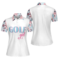 Golf Girl Leopard Pattern Short Sleeve Women Polo Shirt, Unique Golf Shirt For Ladies, Golf Gift For Women