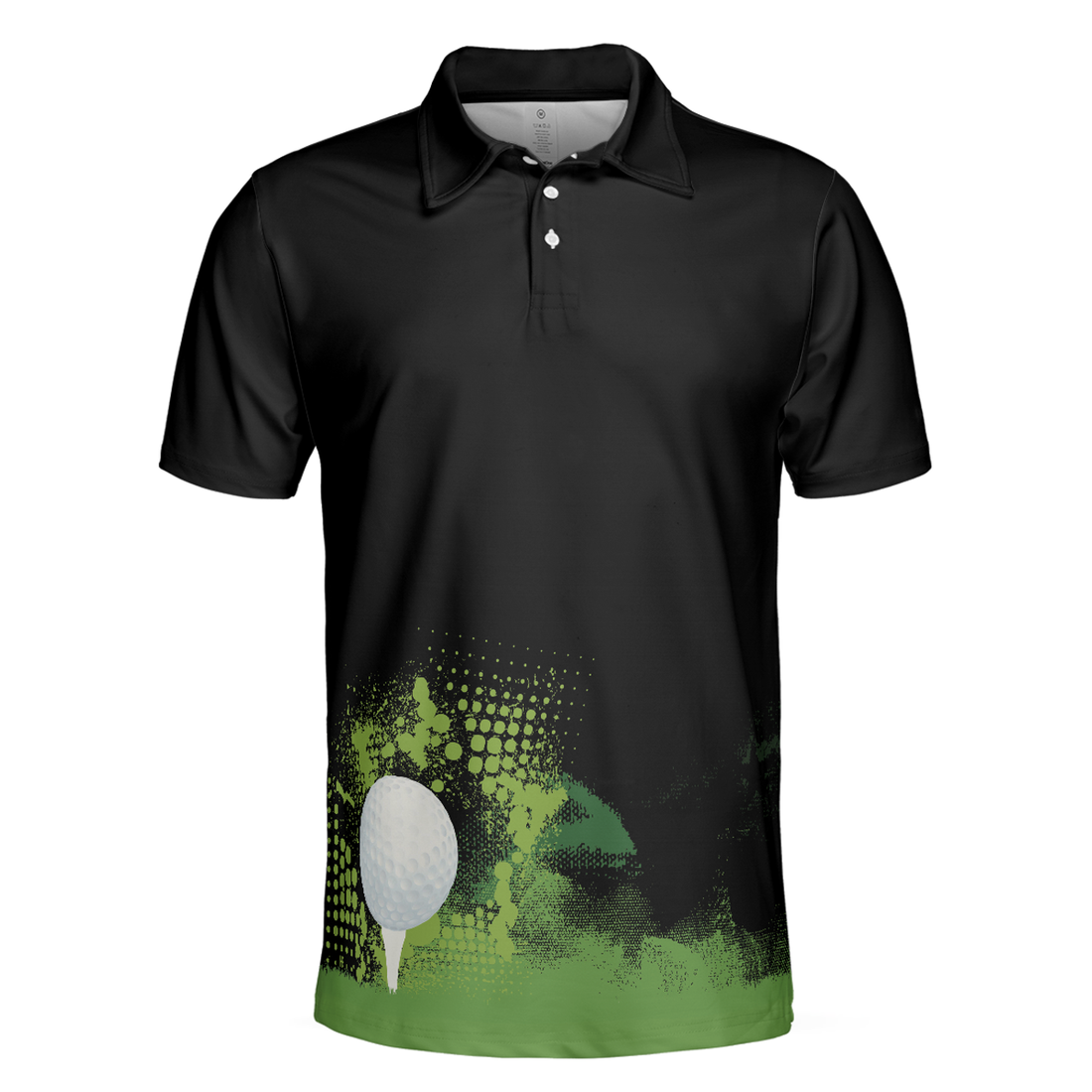 Golf Grunge Graphic Golf Polo Shirt, Wet Paint Silhouette Black Polo Shirt, Best Golf Shirt For Men