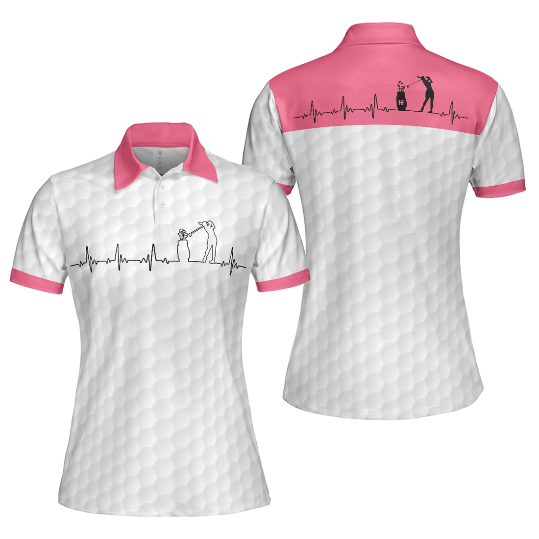 Golf Is My Heart Pink Golf Short Sleeve Women Polo Shirt