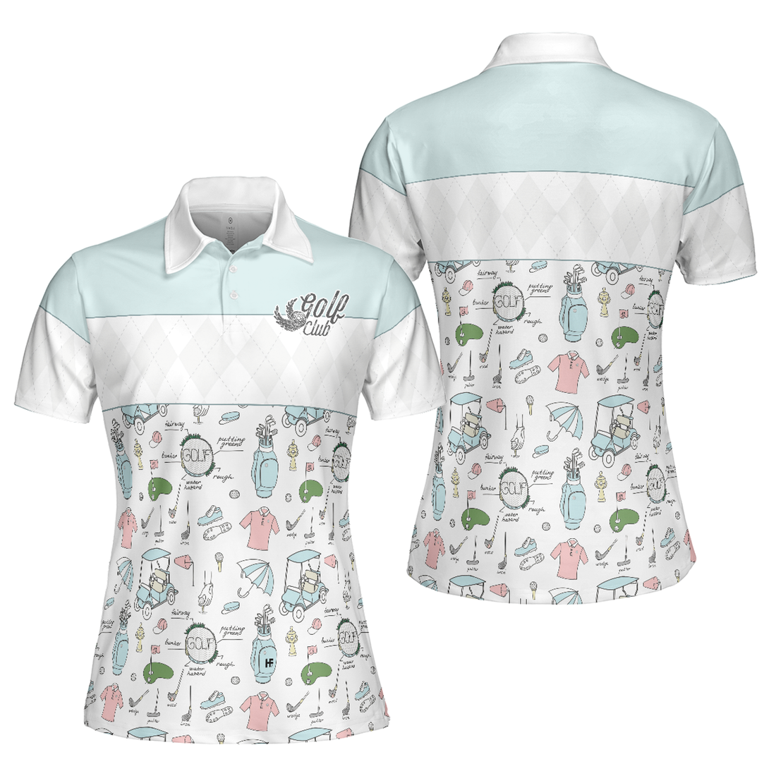 Golf Life In Blue Short Sleeve Women Polo Shirt