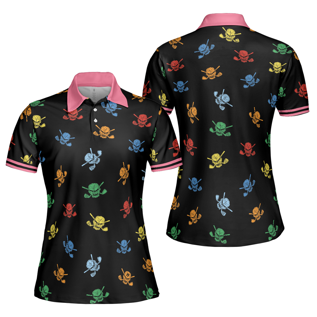 Golf Skull Women Shirt V1 Short Sleeve Women Polo Shirt