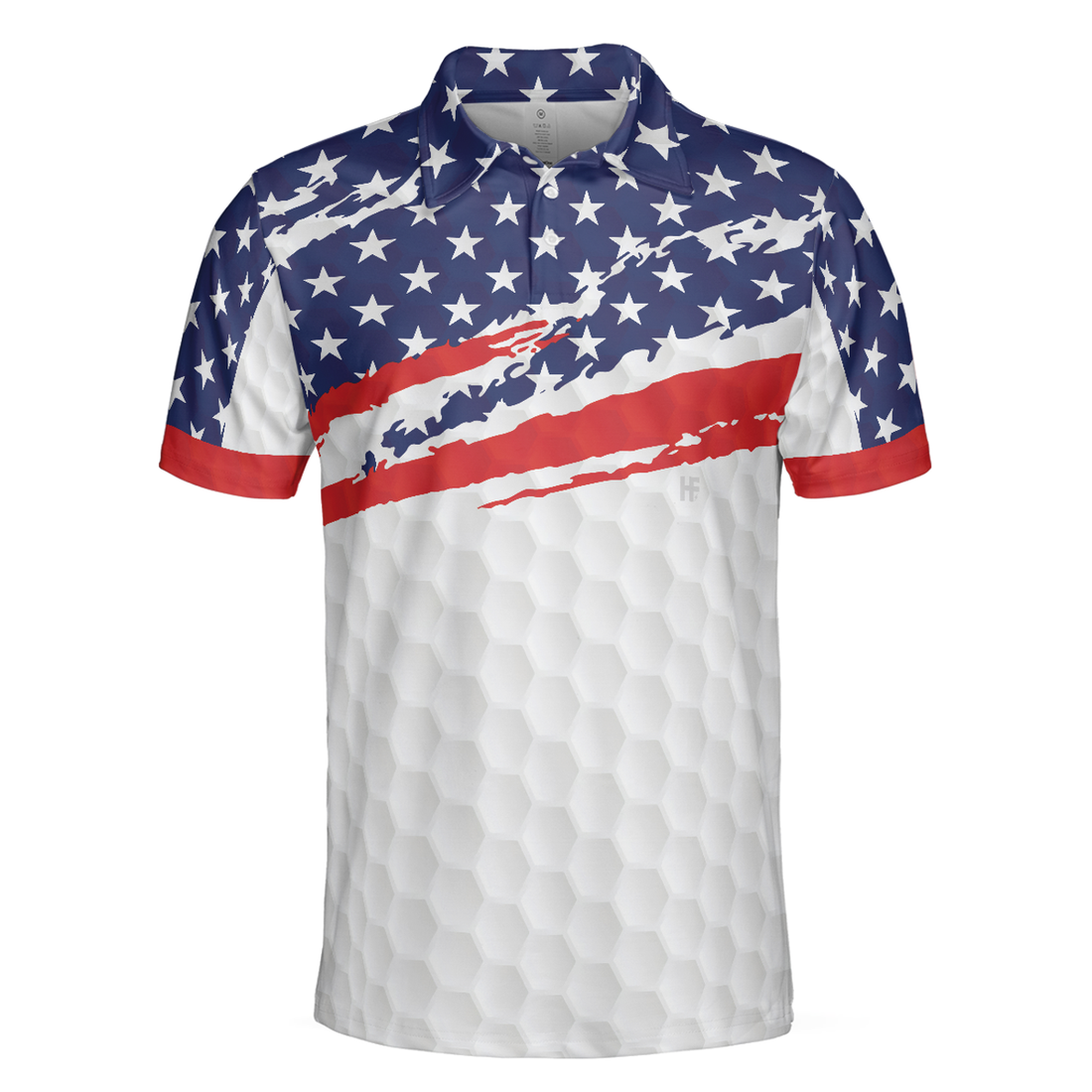 Golf Texture Short Sleeve USA Golf Polo Shirt, American Flag Polo Shirt, Patriotic Golf Shirt For Men