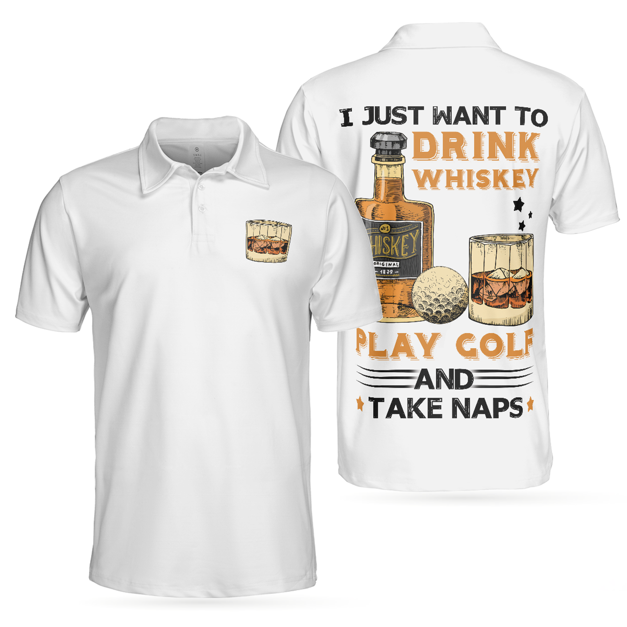 Golf Whisky And Take Naps Short Sleeve Polo Shirt, White Golf Wine Polo Shirt, Best Golf Shirt For Men