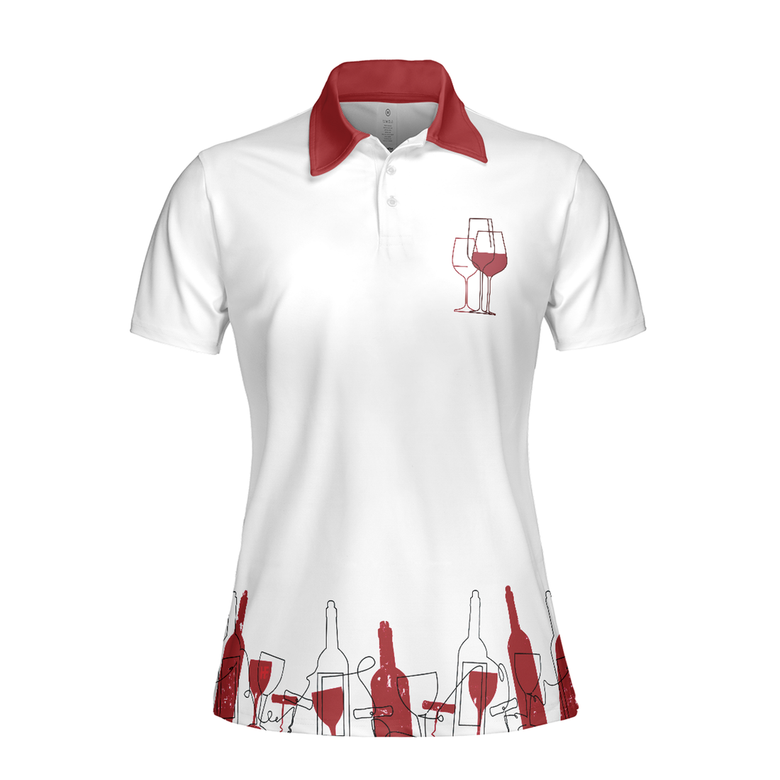 Golfing From Nine To Wine Golf Girl V2 Short Sleeve Women Polo Shirt, White And Red Golf Polo Shirt, Golf Shirt For Wine Lovers