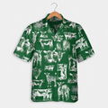 Cattle pattern blue, red, green Hawaiian Shirt, Summer gift, Short Sleeve Aloha Beach Shirt