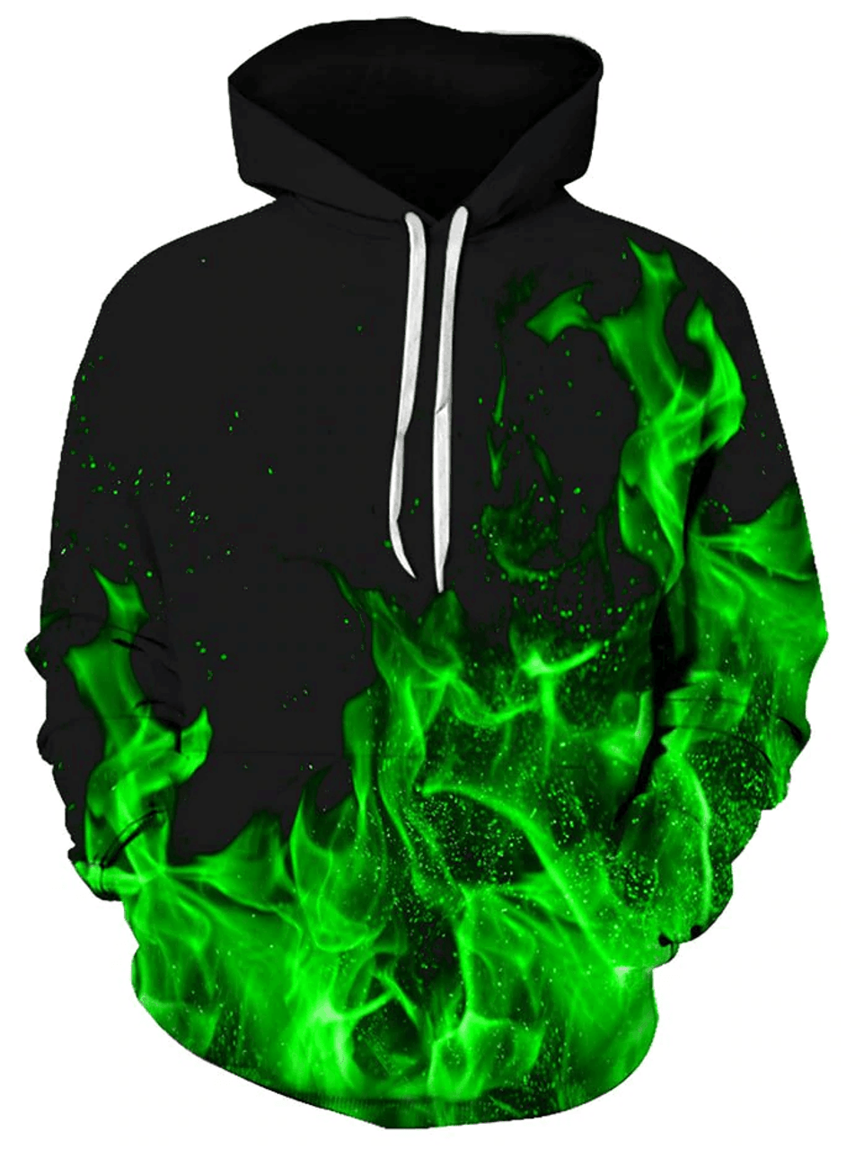 FUNSTUFFPRINT Green Fire Pullover 3D Hoodie and Zip Hoodie