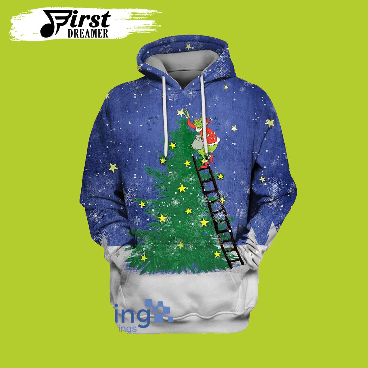 FUNSTUFFPRINT Grinch Christmas Tree All Over Print Grinch 3D Hoodie and Zip Hoodie
