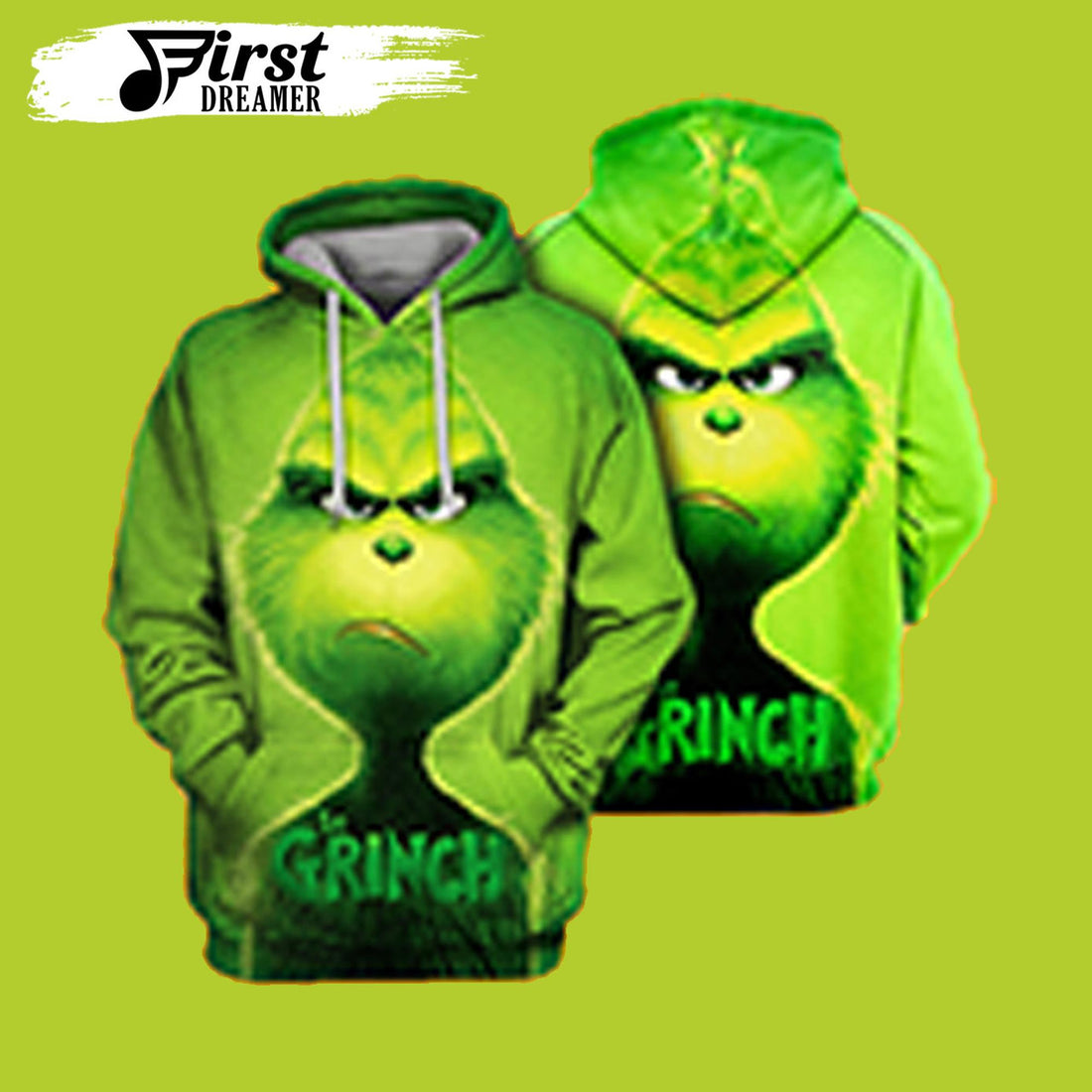 FUNSTUFFPRINT Grinch Lover Angry Grinch Christmas Grinch 3D Hoodie and Zip Hoodie