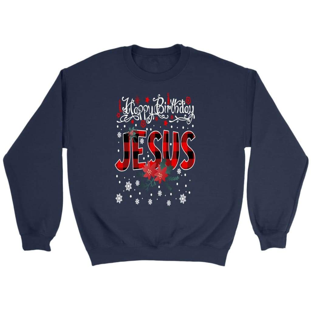 Happy Birthday Jesus, Buffalo Plaid, Christmas Sweatshirt