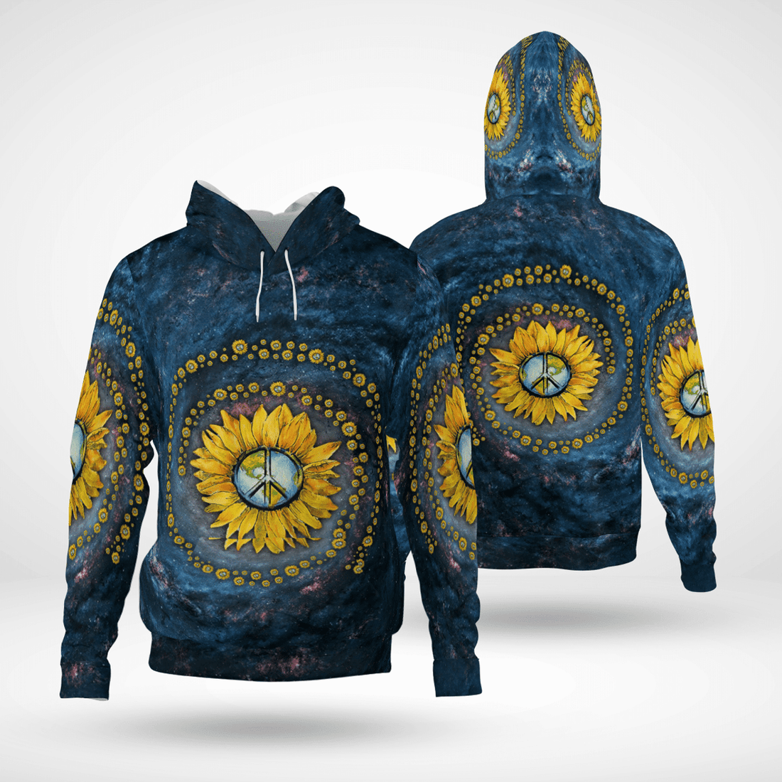 FUNSTUFFPRINT Hippie Love Peace Sunflower 3D Hoodie and Zip Hoodie