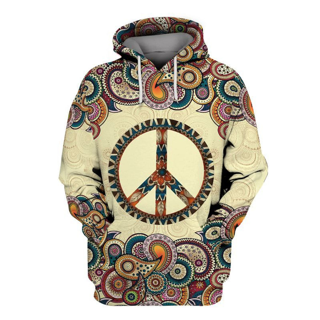 FUNSTUFFPRINT Hippie Vintage Peace Sign 3D Hoodie and Zip Hoodie