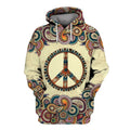 FUNSTUFFPRINT Hippie Vintage Peace Sign 3D Hoodie and Zip Hoodie