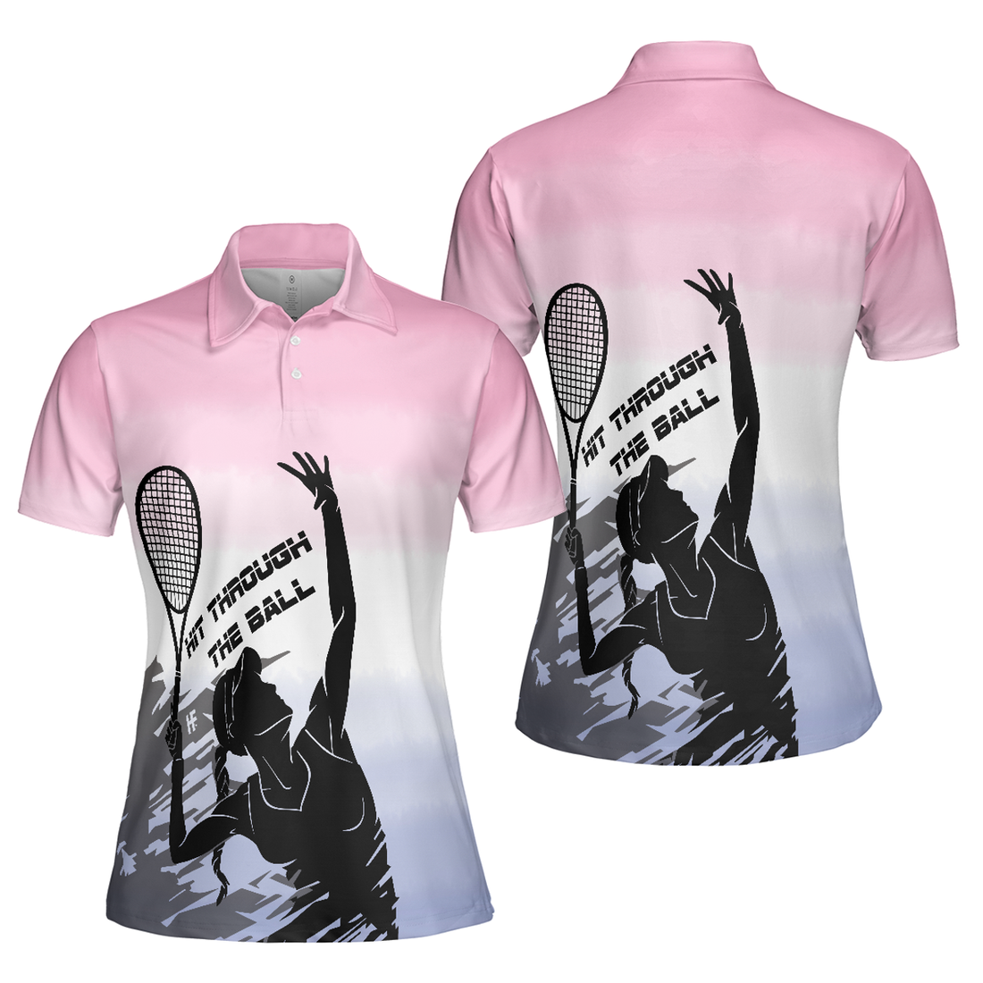 Hit Through The Tennis Ball Dip-dyed Short Sleeve Women Polo Shirt