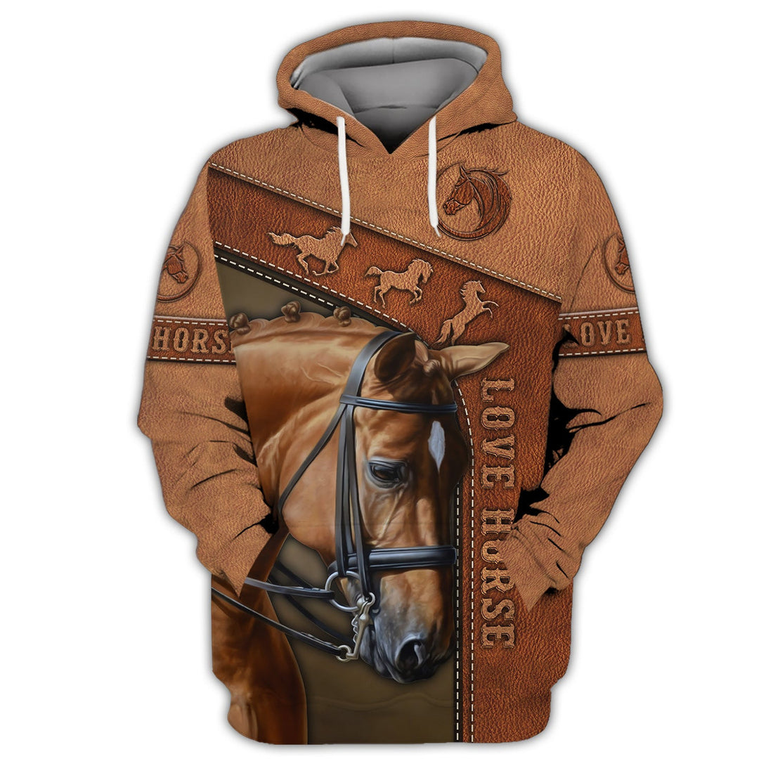 FUNSTUFFPRINT Love Horse Brown 3D Hoodie and Zip Hoodie