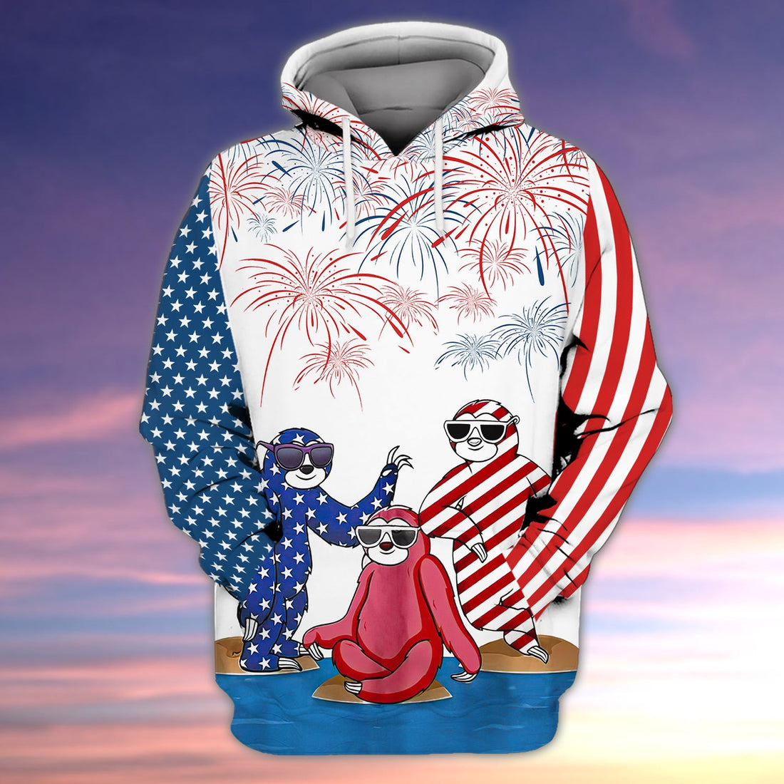 FUNSTUFFPRINT Sloth - Independence Day Is Coming 3D Hoodie and Zip Hoodie