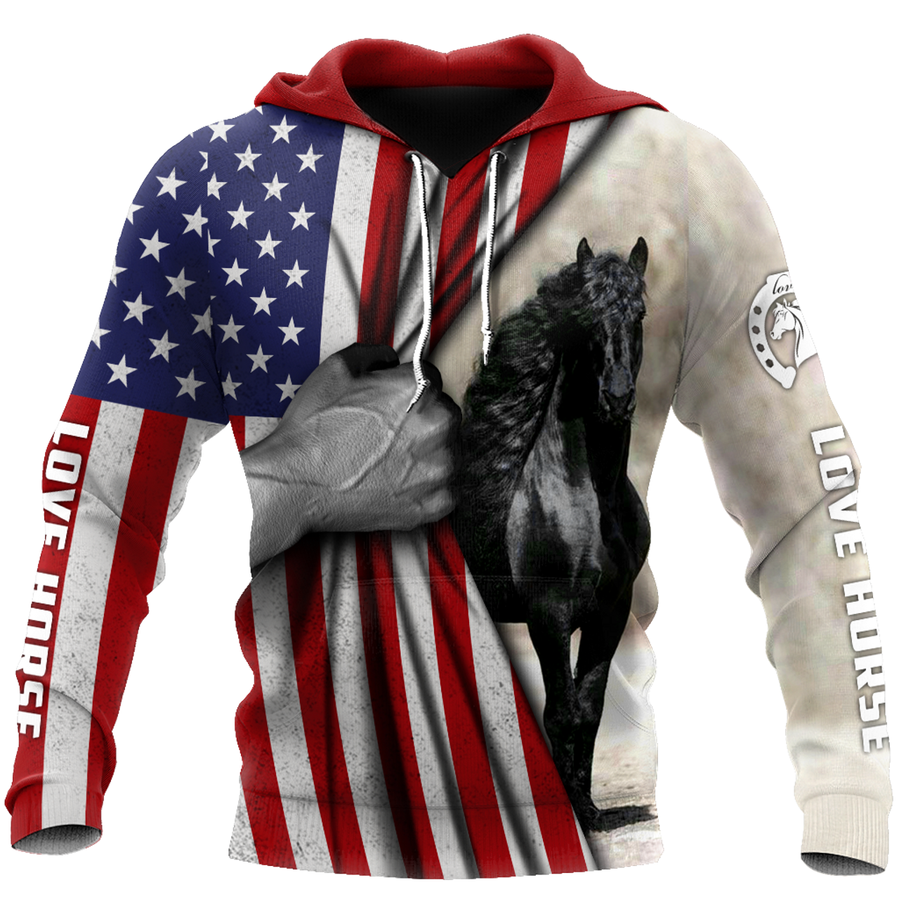 FUNSTUFFPRINT Hoodie Horse Flag 3D Hoodie and Zip Hoodie
