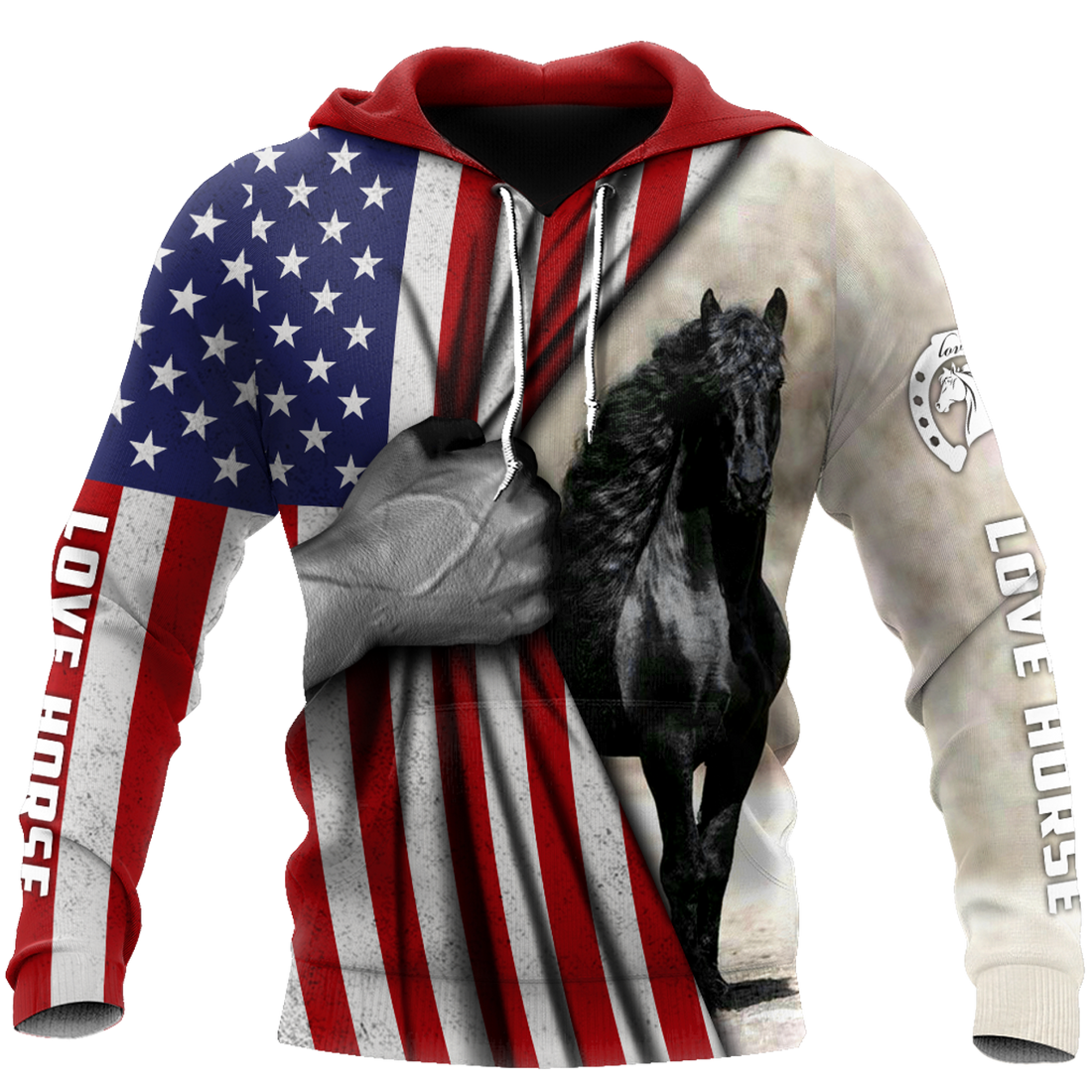 FUNSTUFFPRINT Hoodie Horse Flag 3D Hoodie and Zip Hoodie
