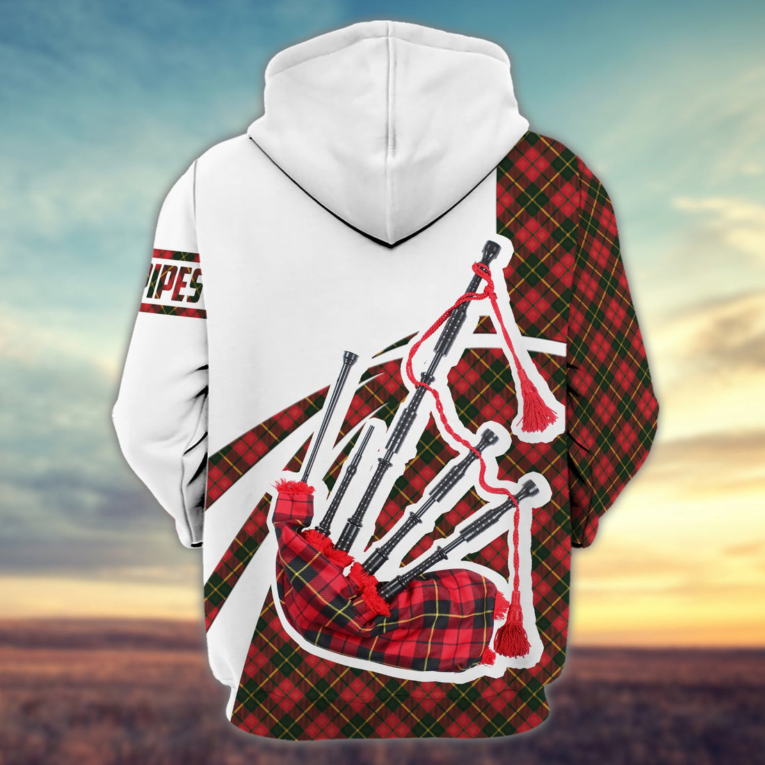 FUNSTUFFPRINT Bagpipes - 3D Hoodie - Personalized Name 3D Hoodie and Zip Hoodie