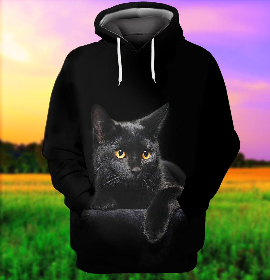 FUNSTUFFPRINT Black Cat Full 3D Hoodie and Zip Hoodie