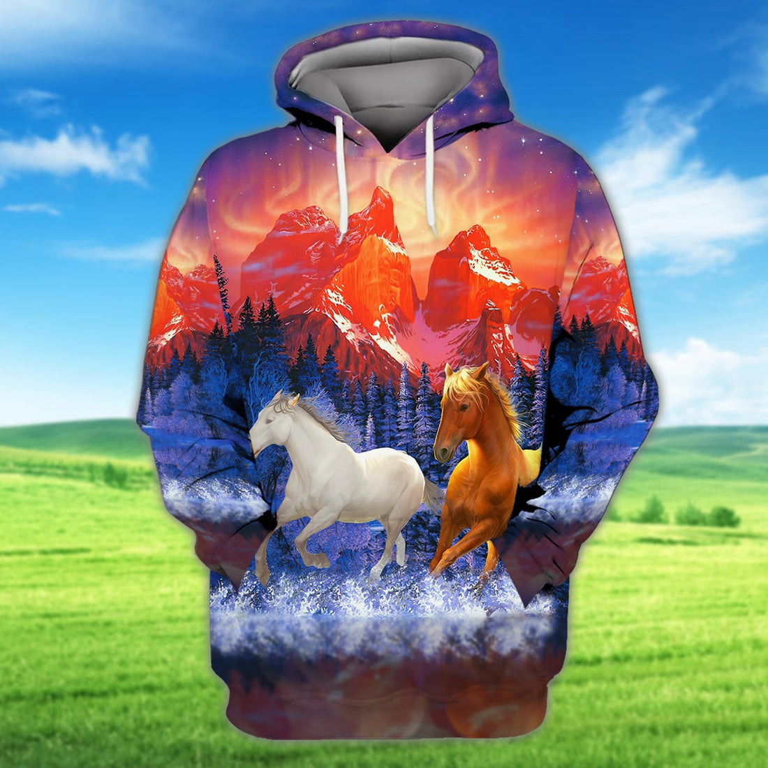 FUNSTUFFPRINT Horse 0001 - Full Print 3D Hoodie and Zip Hoodie