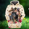 FUNSTUFFPRINT Dachshund And Flower 3D Hoodie and Zip Hoodie