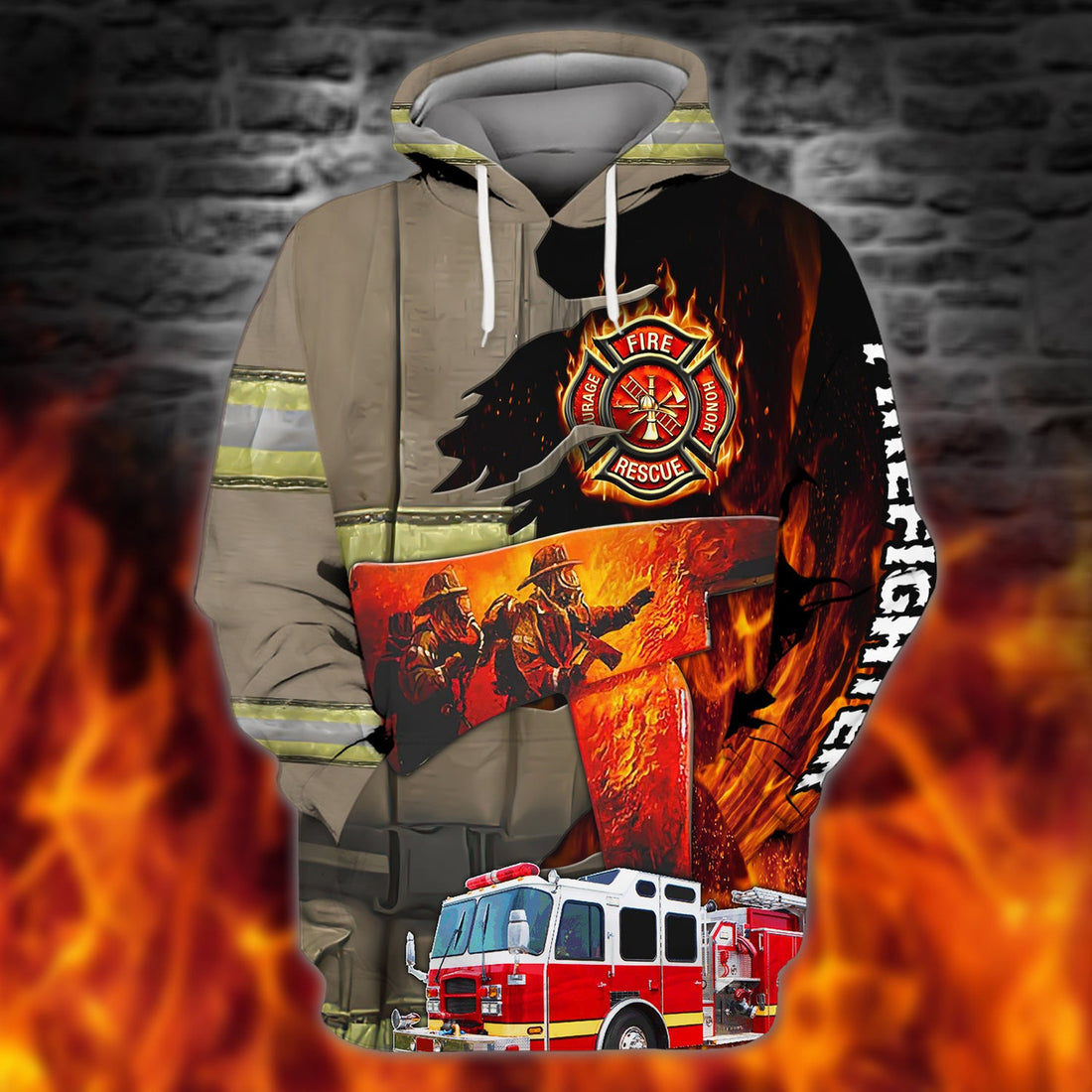 FUNSTUFFPRINT Firefighter- 3D Full Print 3D Hoodie and Zip Hoodie