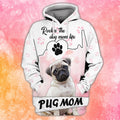 FUNSTUFFPRINT Pug Mom 3D Hoodie and Zip Hoodie