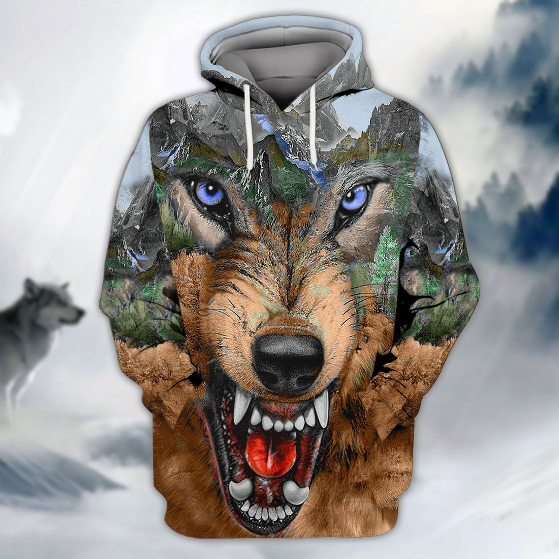 FUNSTUFFPRINT Full Print - Wolf 3D Hoodie and Zip Hoodie