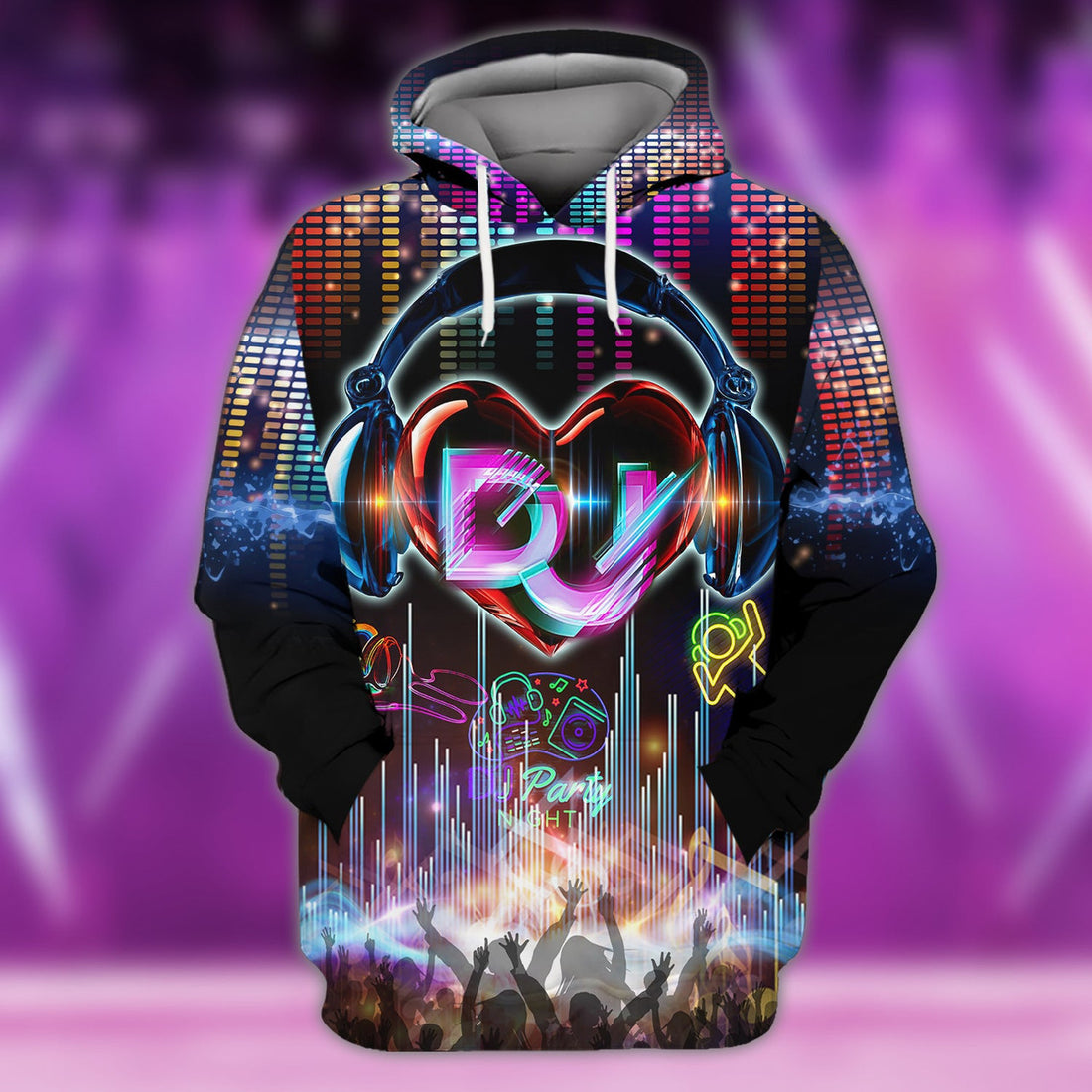 FUNSTUFFPRINT Dj, Neon, 3D Full Print 3D Hoodie and Zip Hoodie