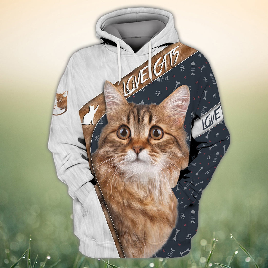 FUNSTUFFPRINT Love Cats, 3D Full Print 02 3D Hoodie and Zip Hoodie