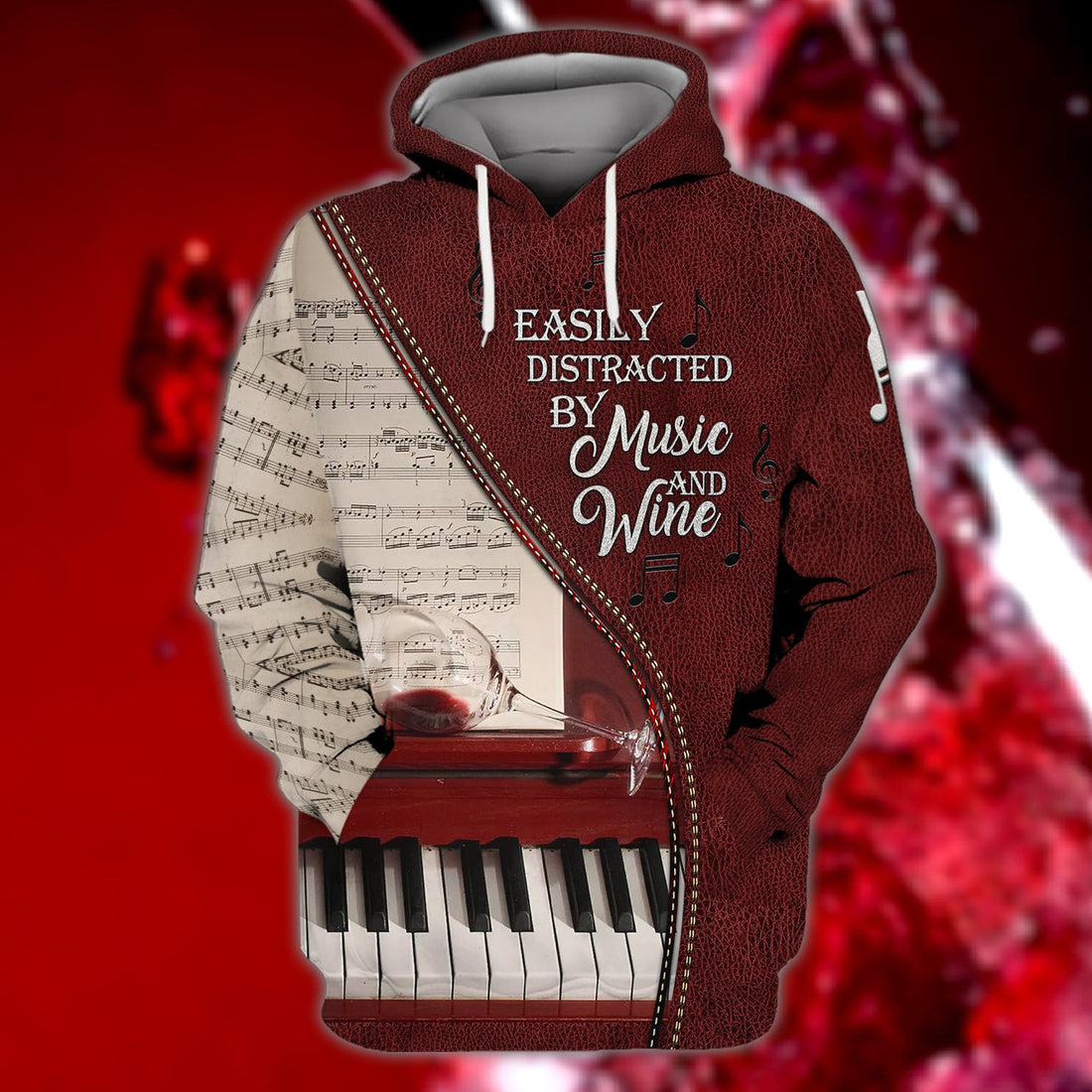 FUNSTUFFPRINT Piano, 3D Full Print 07 3D Hoodie and Zip Hoodie