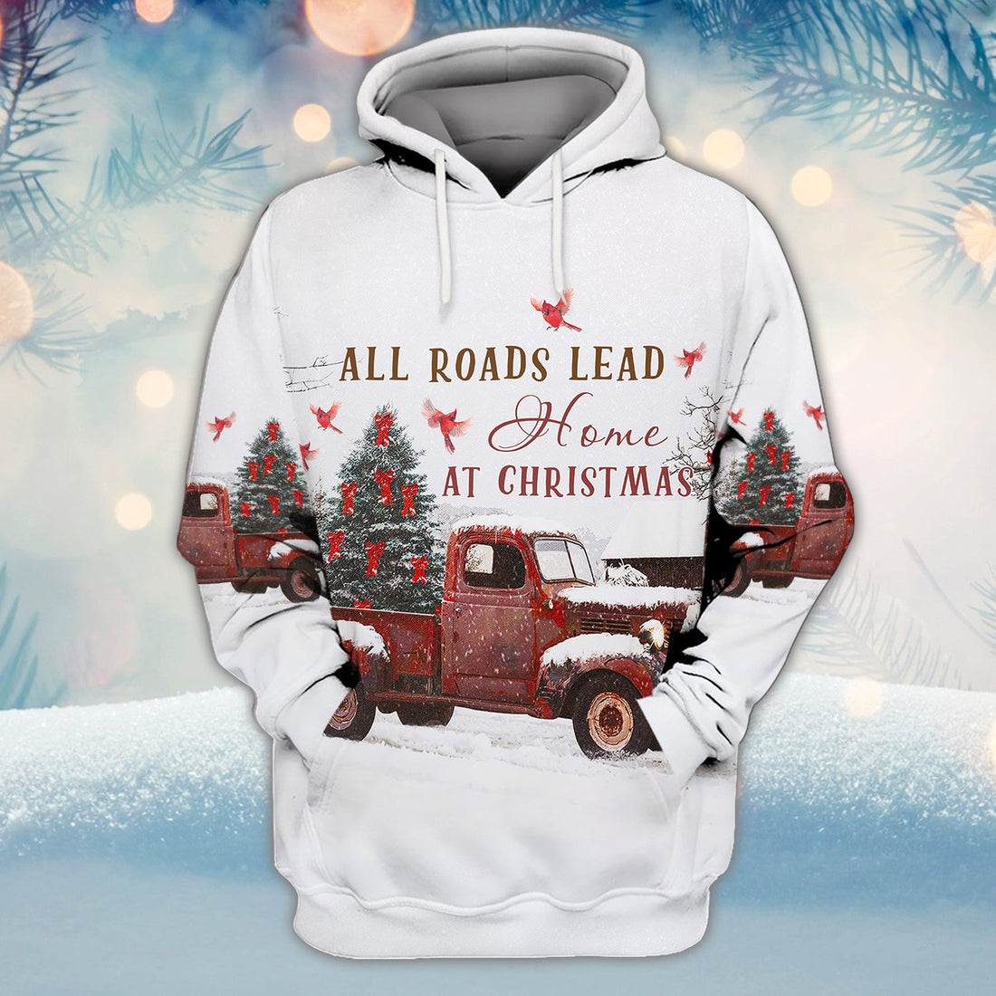 FUNSTUFFPRINT All Roads Lead Home At Christmas 3D Hoodie and Zip Hoodie