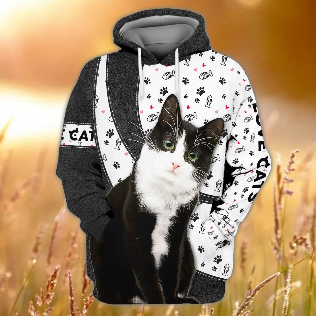 FUNSTUFFPRINT Cat, 3D Full Print 3D Hoodie and Zip Hoodie