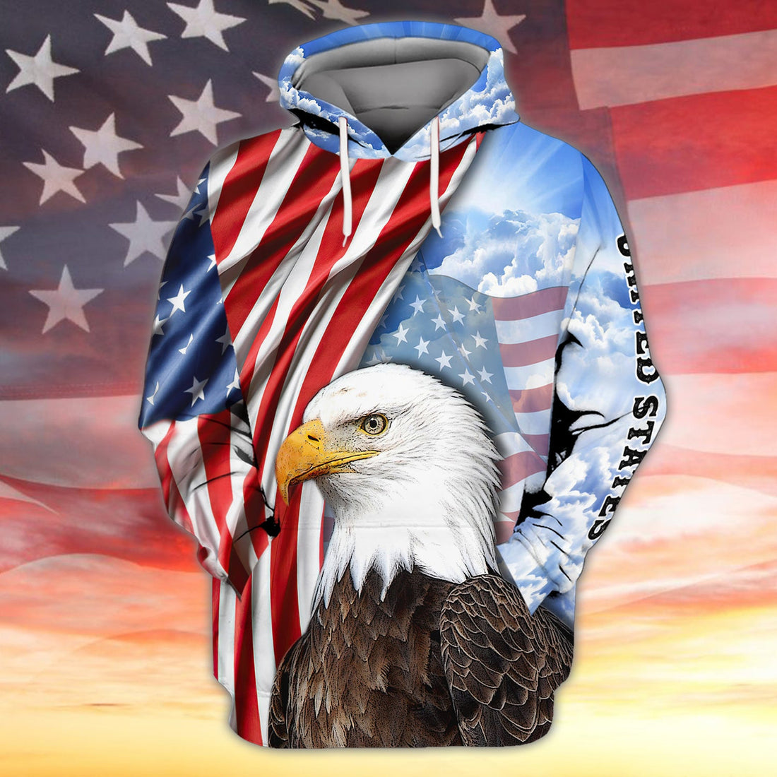 FUNSTUFFPRINT Eagle USA - 3D Full Print 3D Hoodie and Zip Hoodie