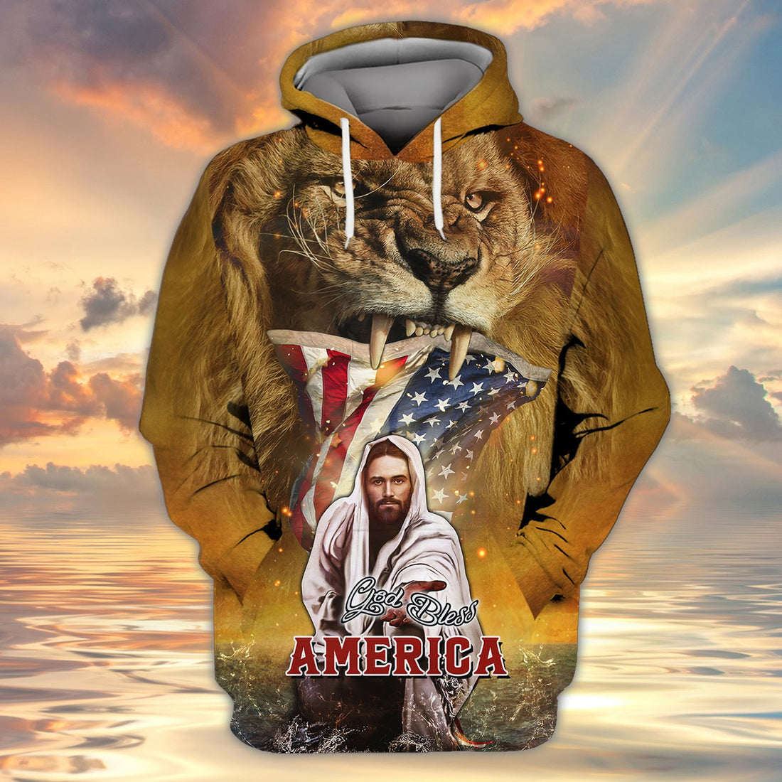 FUNSTUFFPRINT God bless America 3D full print shirt Gift for Christian 3D Hoodie and Zip Hoodie