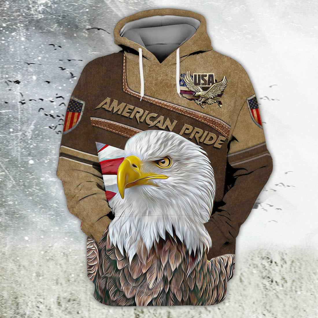 FUNSTUFFPRINT Eagle, American Pride, 3D Full Print 01 3D Hoodie and Zip Hoodie