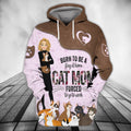 FUNSTUFFPRINT Born To Be A Cat Mom 3D Hoodie and Zip Hoodie