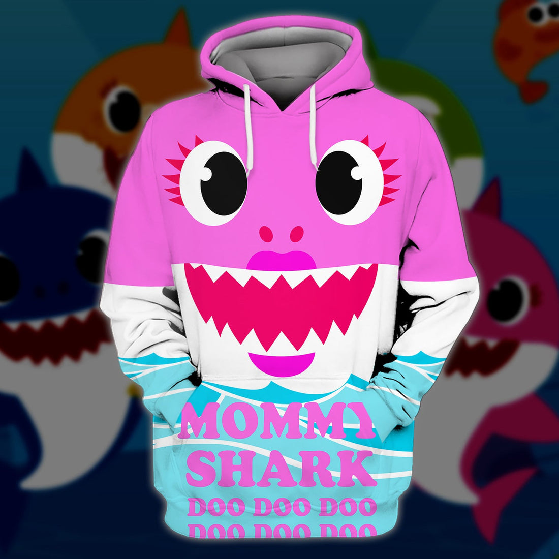 FUNSTUFFPRINT Mommy Shark Doo Doo Doo , Full Print 3D Hoodie and Zip Hoodie
