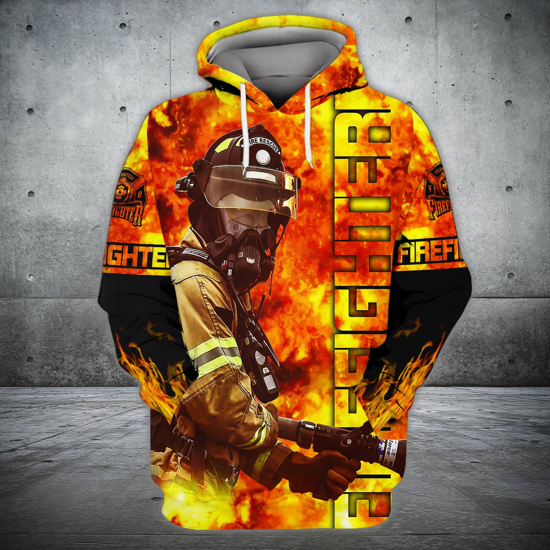 FUNSTUFFPRINT Firefighter Full Print 3D Hoodie and Zip Hoodie