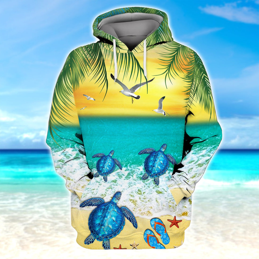 FUNSTUFFPRINT Turtle 1 -Full Print 3D Hoodie and Zip Hoodie