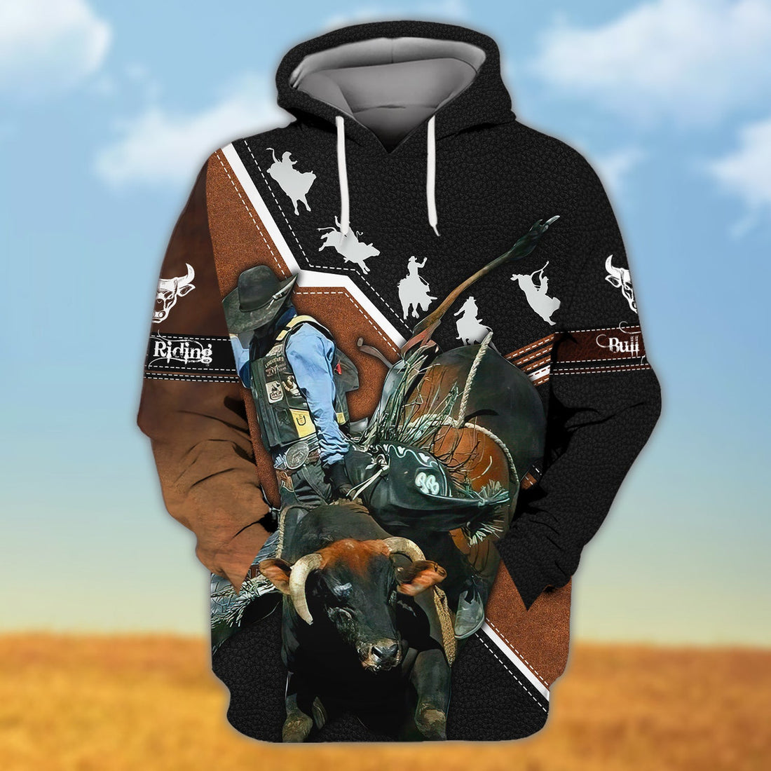 FUNSTUFFPRINT BULL RIDING - Full Printed Shirt 01 3D Hoodie and Zip Hoodie