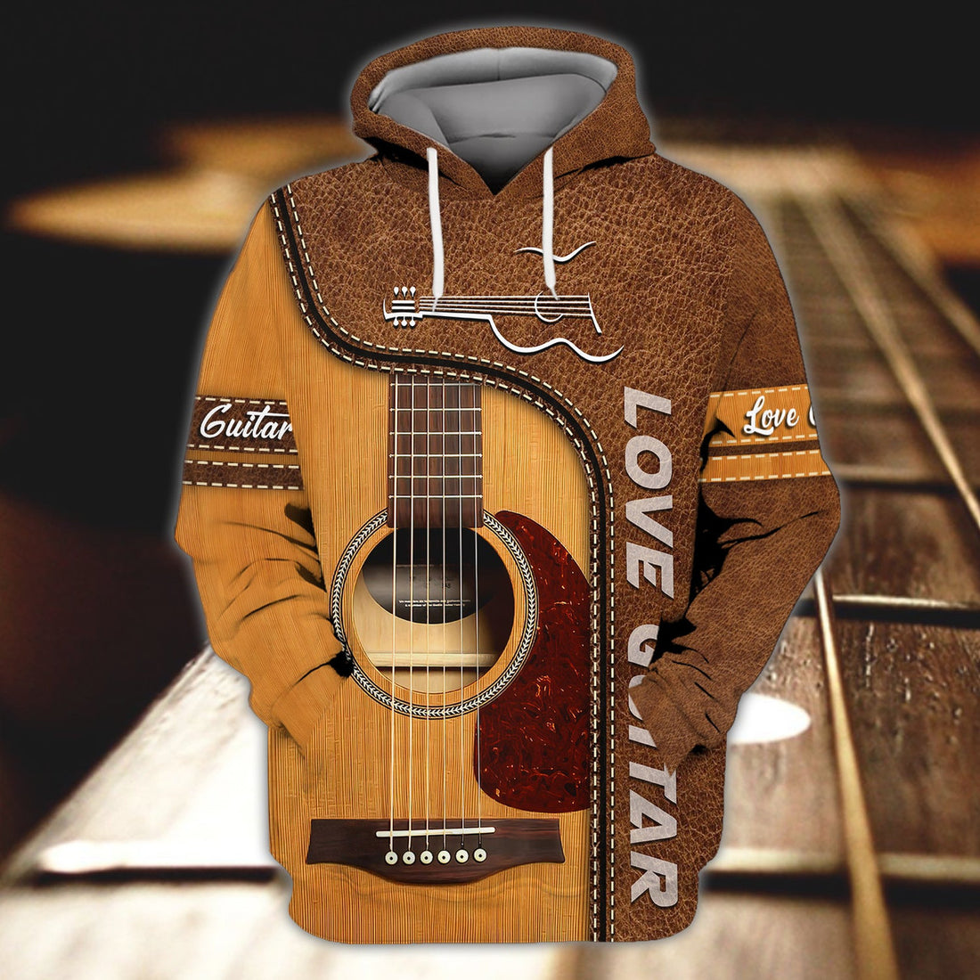 FUNSTUFFPRINT Love Guitar 3D Hoodie and Zip Hoodie