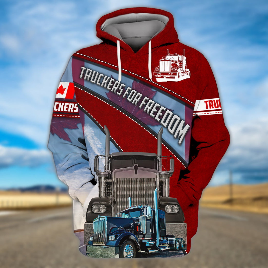 FUNSTUFFPRINT Trucker Canada 3D Hoodie and Zip Hoodie