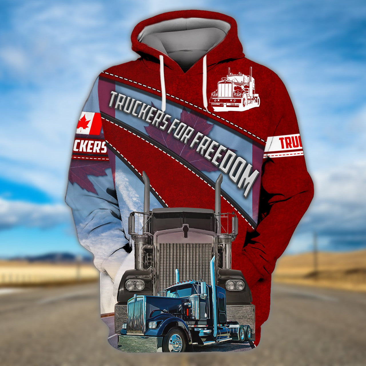 FUNSTUFFPRINT Trucker Canada 3D Hoodie and Zip Hoodie